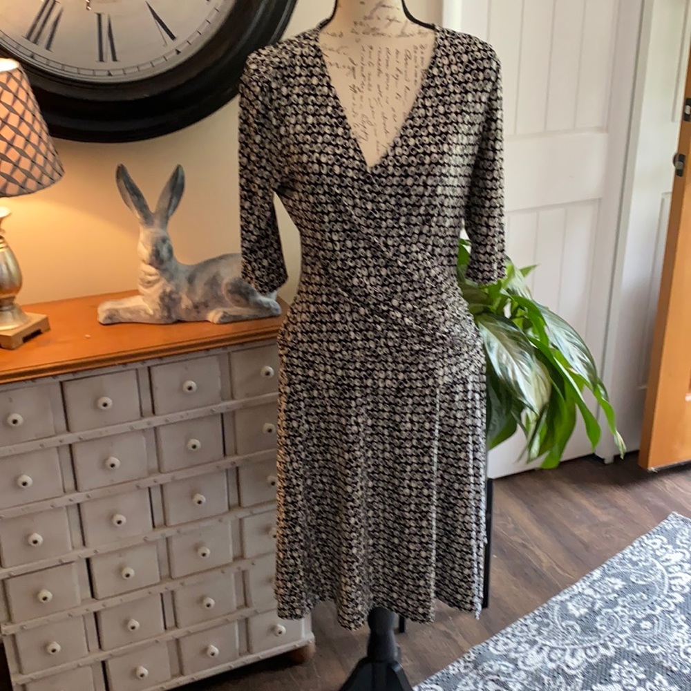 Jones New York black and white print dress.